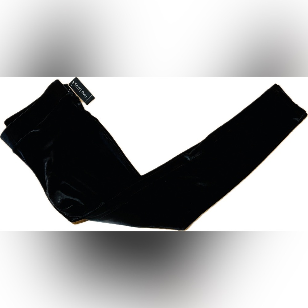 White House Black Market Elegant Black Velvet Leggings - Picture 2 of 6